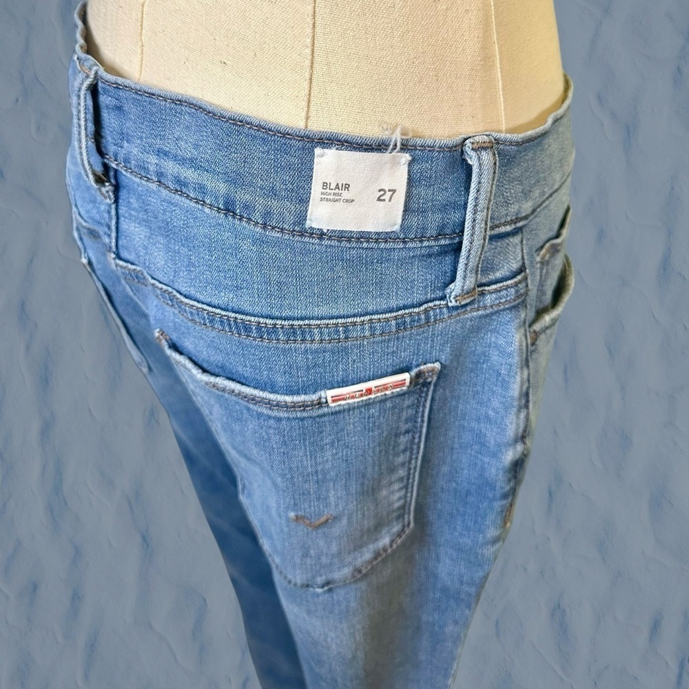 Hudson Jeans ‘Blair’ High Rise Straight Leg Cropped Jeans in Medium Blue Wash 27 - Picture 14 of 16